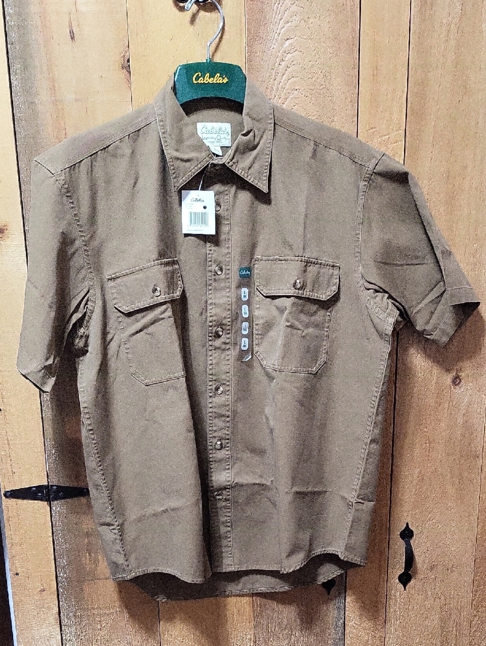 NWT Cabela's Stonewash Brown Short-Sleeve Button-Down Work Shirt Men's large